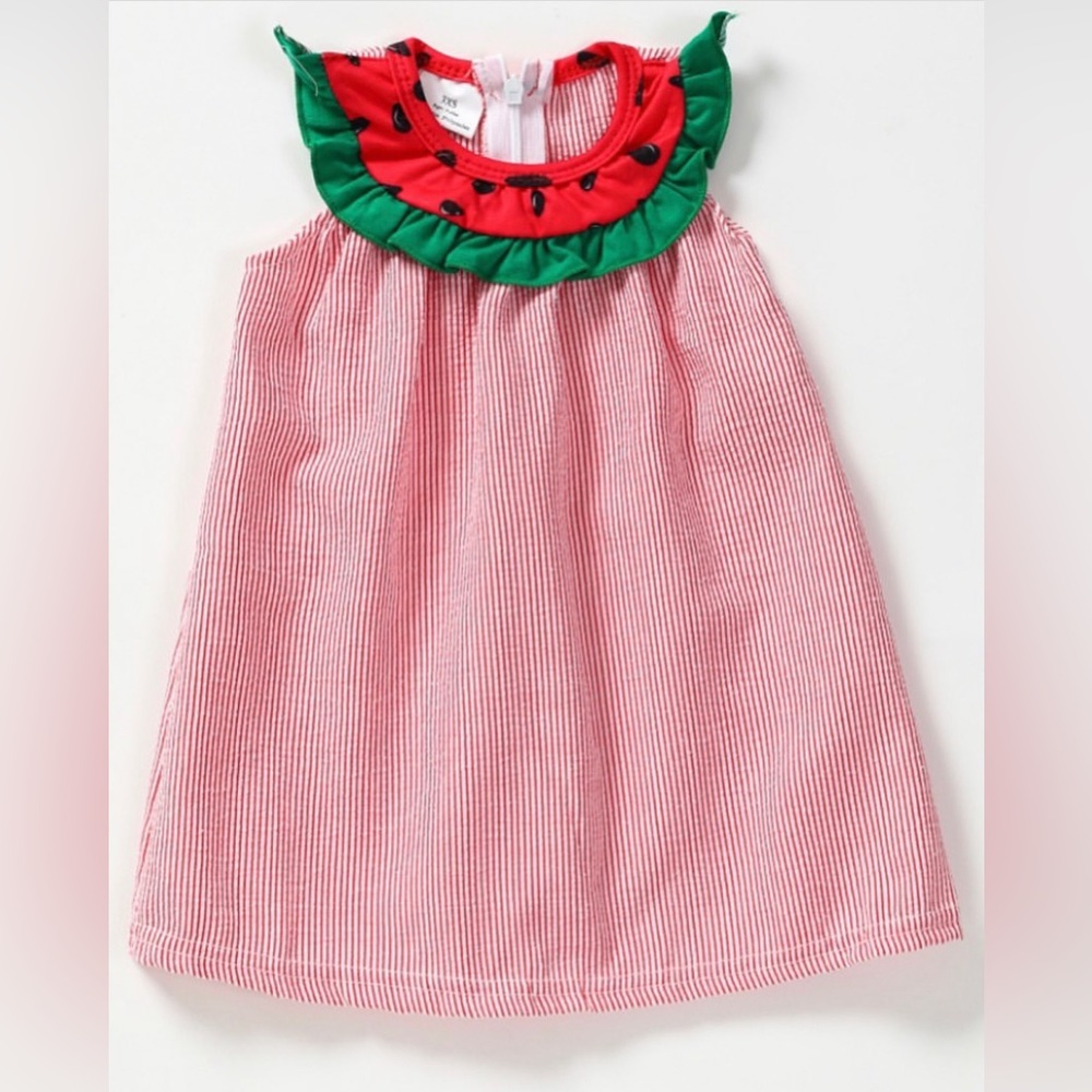 Watermelon Collar Sleeveless Dress 5-6T Red, White, Green NWT